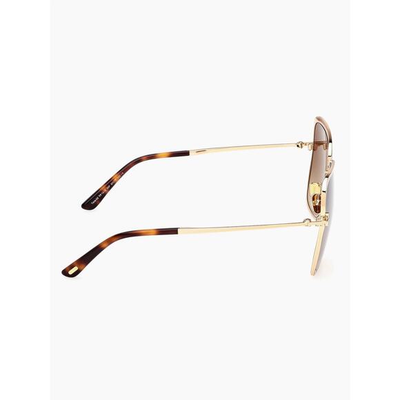 New TOM FORD FT1319 30F Gold Frame Brown Gradient Square Sunglasses Authentic